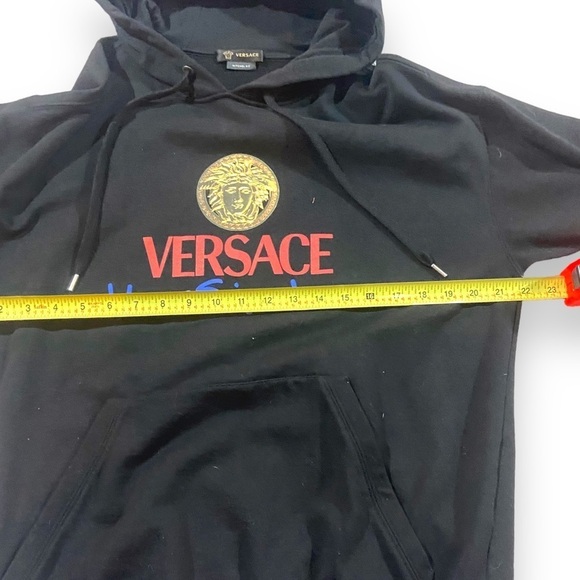 Versace Home Signature Hooded Logo Sweatshirt Sz S Black - Picture 3 of 6